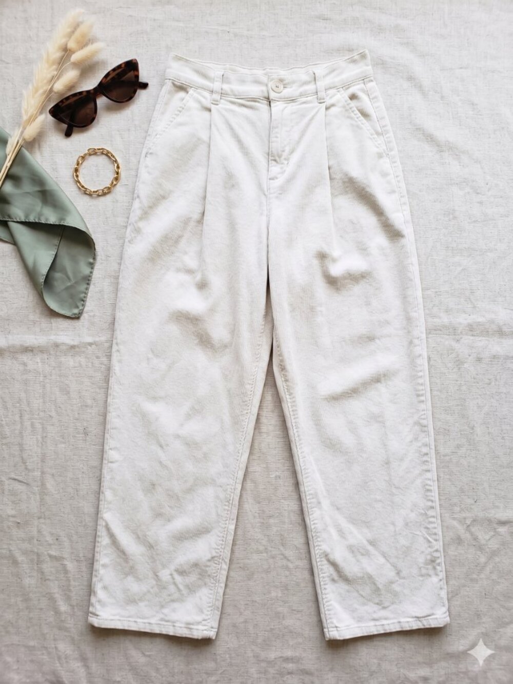 OAK + FORT Cream High-Rise Trousers